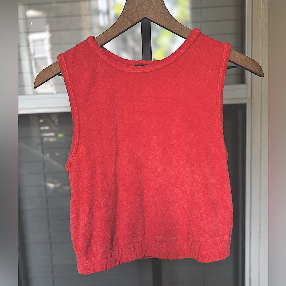 Monrow Orange Terrycloth Sleeveless Tank Size XXS